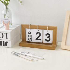 Ins Simple Wooden Calendar Page Turning Home Gifts Tabletop Calendar Perpetual Calendar Photo Props Ornaments