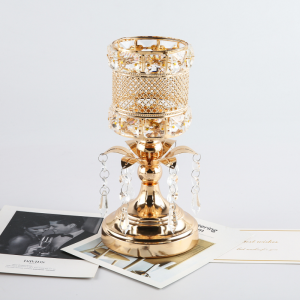 Golden 3 Height Kandil Silinder Tempat lilinnya Malam Alat Peraga Pernikahan Emas Dekorasi Wedding Table Kokoh Kerajinan Besi Kristal