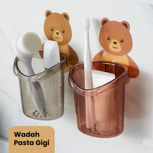 COD Starlight Wadah Tempat Sikat Gigi Odol Rak Gantung Serbaguna Kamar Mandi Tempat Aksesoris/tempat odol dan sikat gigi tempel/tempat sikat gigi tempel dinding Tempat Sikat gigi Beruang /Rak Sikat Gigi /Dispenser Sikat Gigi Odol HRD312