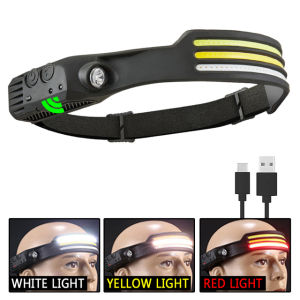 LX200 Senter Kepala Headligth Headlamp Flashlight Sensor 5 Mode USB LED XPE+COB Rechargeable Waterproof IPX4