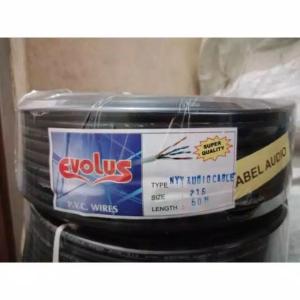 Kabel listrik Serabut Tebal 2x1.5 mm 50M Evolus Hitam Putih