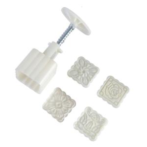 Mooncakes Mold with 4 ABS Plastic Bean Pastes Cake Mold Hand Pressed Ice Skin Dessert Moulds for Cooking Lover