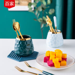 [SUPER SALES ĐÓN TẾT 2023 - HÀNG CAO CẤP] LỌ ĐỰNG MUỖNG NĨA ĂN TRÁI CÂY ĐÚC KHUÔN SỨ TRÁNG MEN cao cấp nhập khẩu -  giỏ đựng muỗng nĩa hình thiên nga sang trọng - lọ để muỗng nĩa - muỗng nĩa ăn trái cây