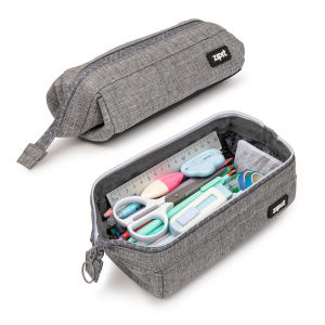 ZIPIT Lenny Pencil Case for Adults and Teens Large Capacity Pouch Sturdy Wide Opening Stationery Organizer Grey