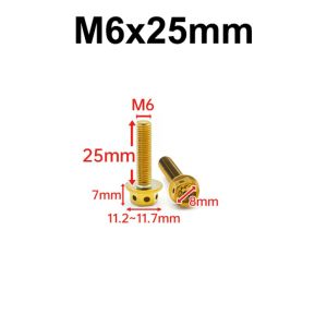GOLDVAULT 10/15/20/25/30/35/40/45/50/60 Titanium Bolt Gold/Burnt Blue M6 M8 Titanium Flange High Quality With Drilled Holes Titanium Screws Motorcycle