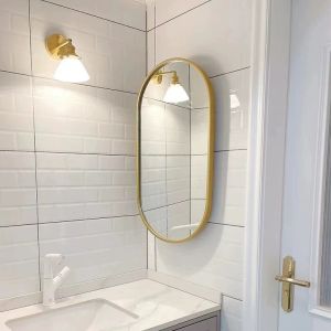 Rotating Bathroom Mirror Oval LED Vanity Mirror Makeup Mirror Hang Wall foldable Mirror Saves Space