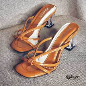 LM - Sepatu Wanita Heels Hak Kaca Sandal Heels