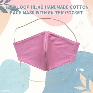 (Fully Cover) Head Loop ADULT MASK Washable Handmade Cotton Face Mask with filter pocket Cloth Face Mask Hijab Topeng Muka Kain Dewasa 可水洗 双层口罩 可换滤片
