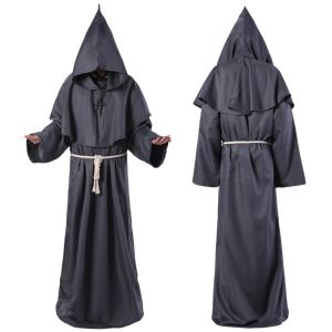 Medieval Monks Hooded Robe Costume Halloween Costume Adult Cosplay for Men Women