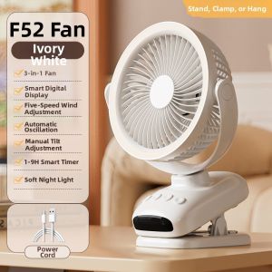 Taoxilife Circulation Fan 20000mah USB Charging 6-inch Shaking Clip Fan LED Digital Display Timed Desktop Fan with Night Light Wall Fan Camping Fan