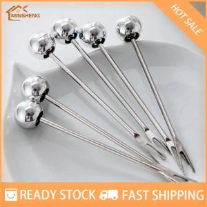 MIH ✨ COD ✨ ส้อมสแตนเลส6ชิ้นพร้อมโถเก็บของอุปกรณ์รูปหมีน่ารักสำหรับงานปาร์ตี้ชิมของหวานสลัดผลไม้ดอง