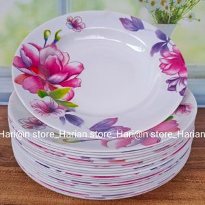 8 PCS PIRING MAKAN SEMI MELAMIN MOTIF MAWAR TERLARIS