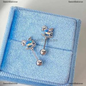 [COD] SweetBabiese Ngọt Ngào Cầu Vồng Ngựa Thép Không Gỉ Tai Xương Móng Tay Dễ Thương Bông Tai Cho Phụ Nữ Cơ Thể Thọc Phụ Kiện