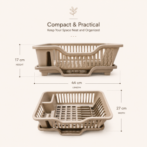 Compact Kitchen Dish Rack with Drip Tray | Plastic Dish Drainer Organizer for Plates Cups & Cutlery