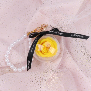 Preserved Rose Key chain Romantic Gift Valentine Day Wedding Flower Hanging Jewelry Family