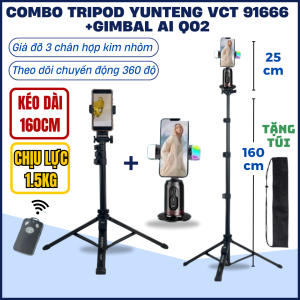 Yunteng VCT-91666 Extendable Tripod Selfie Stick with Bluetooth Remote and Sturdy Alloy Construction - 360 Degree Rotation Durable Compact Black