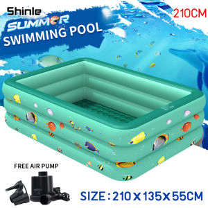 swimming pool for kids 3 LAYERS Rectangular Family Size Adult Outdoor Thickened Inflatable Pool Free Electric Air Pump
