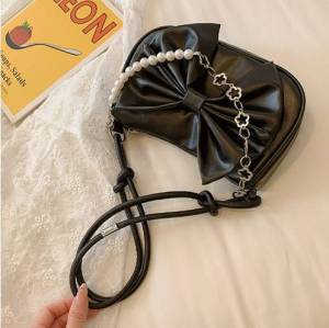 Korean style Bow Shoulder Women Love Chain Underarm Bag Hot Girl Handbag Niche Versatile Sling
