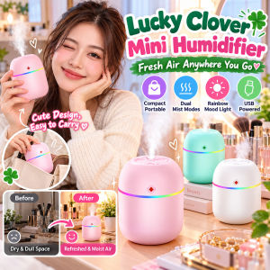 Lucky Clover Mini Humidifier Portable USB Charging Air Humidifier Silent Operation Compact Personal Air Moisturizer for Home Office Travel