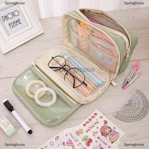 [COD] Springhooe Kawaii Large-capacity Pencil Bag Flip-top Translucent Student Stationery Storage Bag Boys And Girls Simple Stationery Pen Box