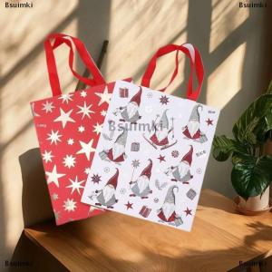 [COD] Bsuimki 5 túi quà Giáng sinh bằng nhựa màu đỏ-Túi tote kỳ nghỉ bền hoàn hảo cho Giáng sinh năm mới ngày Valentine