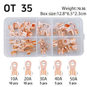 [RUICHI] Hộp 70 Đầu Nối Dây Điện Bằng Đồng Dày 10A 20A 30A 40A 50A OT