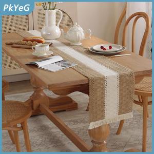 PkYeG Đơn giản và ánh sáng sang trọng bảng Runner bông đay nối Bohemian phong cách bảng RUNNERS với tua ăn nhà Bảng trang trí