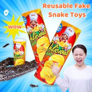 Snake Potato Chips Fake Snake Toys Funny Toys Potato Chips Cans Snakes Relieve Stress Fake Snake Toy