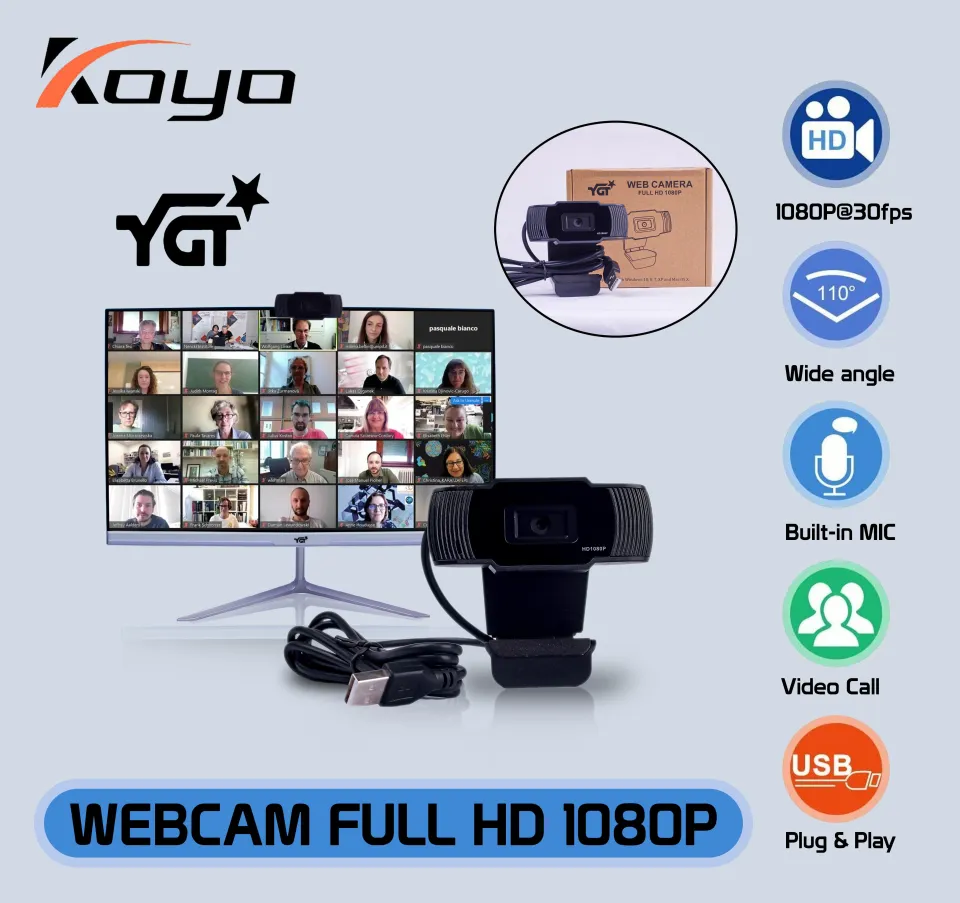 YGT WEBCAM/WEB CAMERA FULL HD 1080p 720P with built-in Noise isolating  Microphone USB Hi-speed