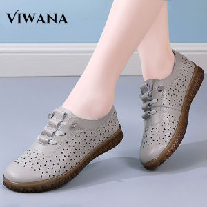 VIWANA Giày Đế Bằng Màu Trắng Cho Nữ Giày Lười Nữ Bằng Da Phong Cách Hàn Quốc Giày Thường Ngày Màu Đen Đế Mềm Cho Nữ Giày Bệt Nữ Ngoại Cỡ 41