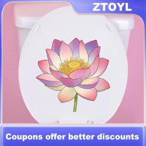 【ZTOYL】 Luminous Flower Toilet Stickers Removable Self Adhesive Waterproof Glow In The Dark Wall Decal For Bathroom Night Decor