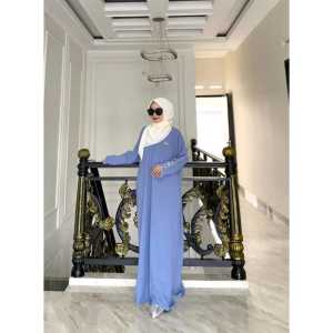 Abaya Basic Habibah Premium Gamis Plain Umroh Daily Abaya Kancing Dress Gamis Batwing Oversize Crinkle
