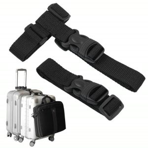 2 Pcs Luggage Strap Heavy Duty Adjustable Suitcase Belt Travel Accessories luggage connecting New Elastic Luggage Strap Travel Bag Parts Suitcase Fixed Belt Trolley Adjustable Security Accessories Supplies
