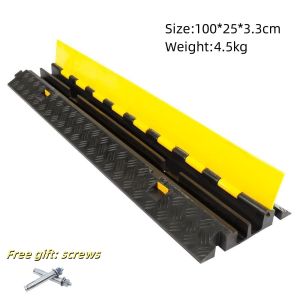 【BNS】Rubber Yellow Black Channel Floor Cable Hump Lead Cover Protector Ramp Wire Floor Cord Cover Covered Hump One Channel Wire Ground Ramp Pad 100*25*2.5cm (Yellow/Black)