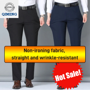 Ice Silk Stretch Mens Casual Pants Breathable Quick-Drying Loose Straight Leg Pants Elastic Waist Stretch Long Pants Summer