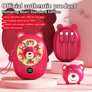 【MY Stock】 Mini powerbank 10000mAh high capacity self-contained wires power bank fast charging Kartun Cute Power Bank