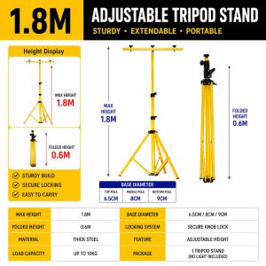 [COD]Rechargeable LED Flood Light 3 Head 1.8M Tripod Stand for Construction Outdoor Lighting