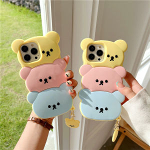 3D Bear Phone Case For iPhone 16 15 14 13 12 11 Pro Max 6 6s 7 8 14 Plus SE 2020 Soft Silicon Back Cover for iPhone X XR XS Max Back Shell