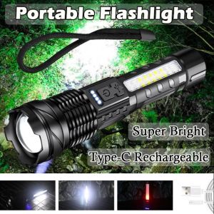 Ready Stock 7modes Powrful Xhp90 LED Flashlight USB Rechargeable Torch High Power LED lampu suluh Tactical IPX6 Waterproof Hunting Lantern