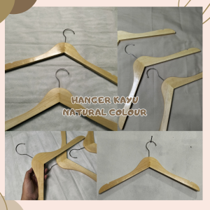 Hanger Kayu Natural / Hanger Kayu 44cm Gantungan Baju Dewasa / Hanger Kayu / Hanger Gantungan Tebal COD