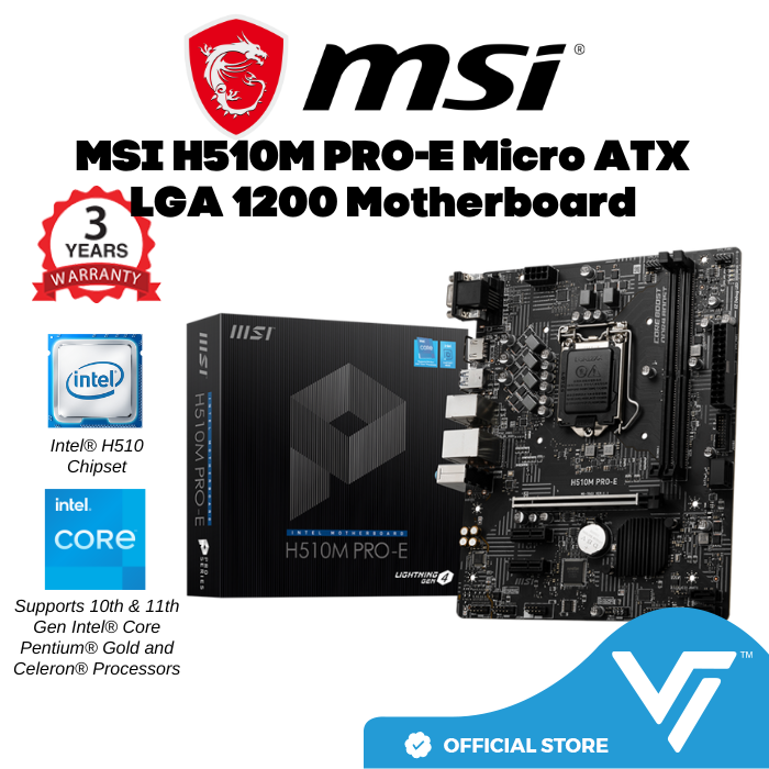 MSI H510M PRO-E LGA 1200 SATA 6Gb/s Micro-ATX Intel Motherboard | Lazada