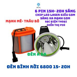 Đèn pin đeo đầu siêu sáng 6800 thái lan chiếu xa 1000m pin 20 giờ sáng bình rời
