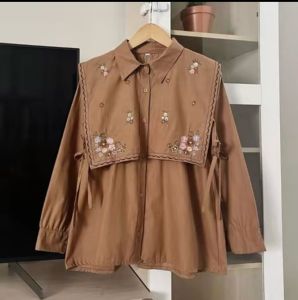 KEMEJA BORDIR BAHAN LINEN - Ukuran S M L XL XXL XXXL 5L - Kemeja Jumbo - Atasan Wanita Jumbo - Narika shirt