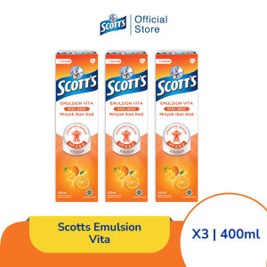 Scotts Vitamin dengan Omega 3 Vitamin A dan D + Kalsium Vita Rasa Jeruk 3x400ml [TRIPLEPACK]