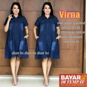 Monella Dress Wanita [BAYAR DI TEMPAT] Jeans Busui Mini Dress Pesta Lengan Pendek - Baju Sabrina Dress Denim Cantik Model Terbaru