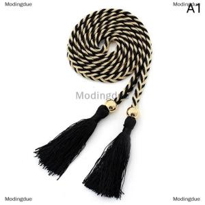 [COD] Modingdue Ladies Fringed Thin Waist Chain Skirt Decor Waist Strap Rope Knotted Mixed Color Braided Female Waist Belt