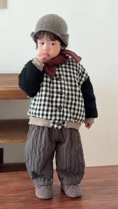 Childrens plaid cotton jacket 2025 Autumn and winter Korean-style childrens clothing baby winter wear boys thickened warm suit