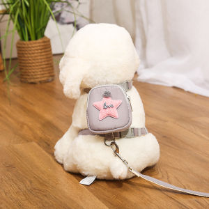 V.TOP Harness+Bag 2in1 Kucing Anjing Kecil Tali Tuntun Hewan Rompi Anjing Cat Dog Harnes Ada Tas Mini