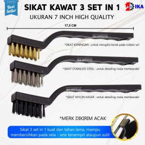 Sikat Kawat Mini Set 3pcs Wire Brusher Murah Sikat Baja Pembersih 3 in 1