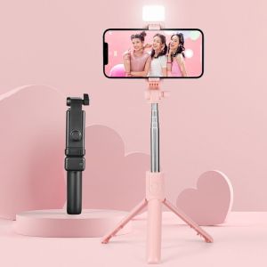 SADSAF with Fill Light Mobile Phone Selfie Stick 0.7/1/1.7m Handheld Live Streaming Bracket Adjustable Vertical Screen Selfie Rod for Video Recording/Photo/Vlog